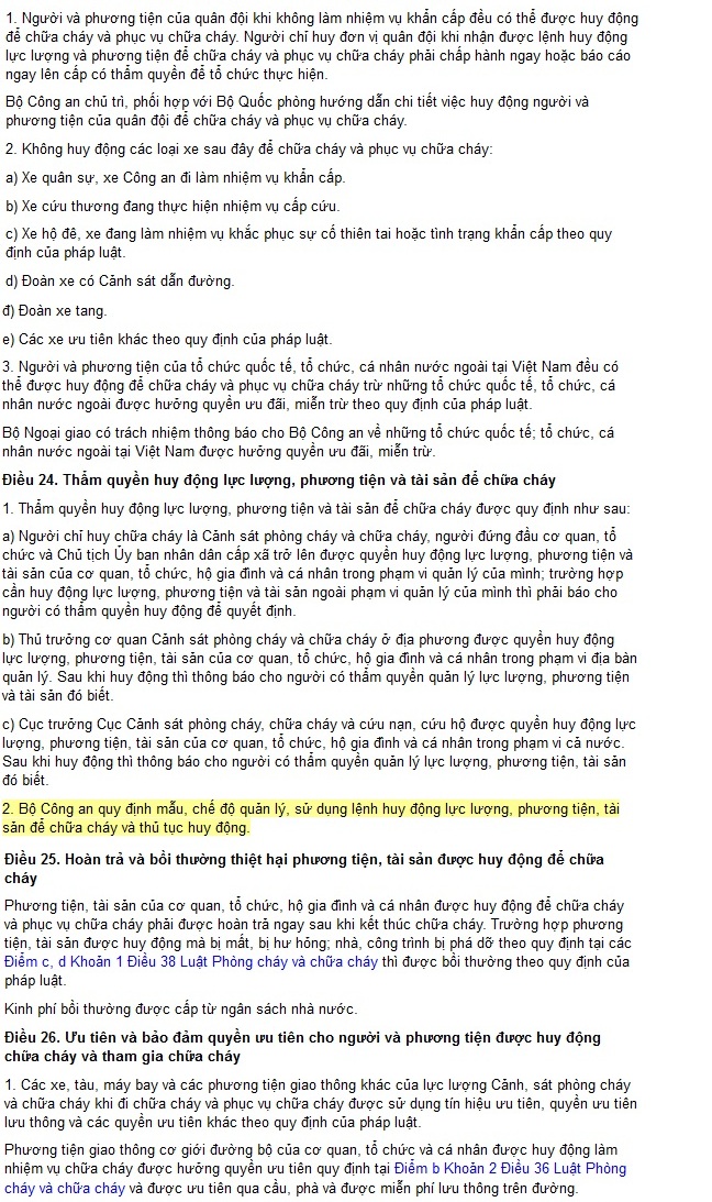 quy định về phòng cháy chữa cháy