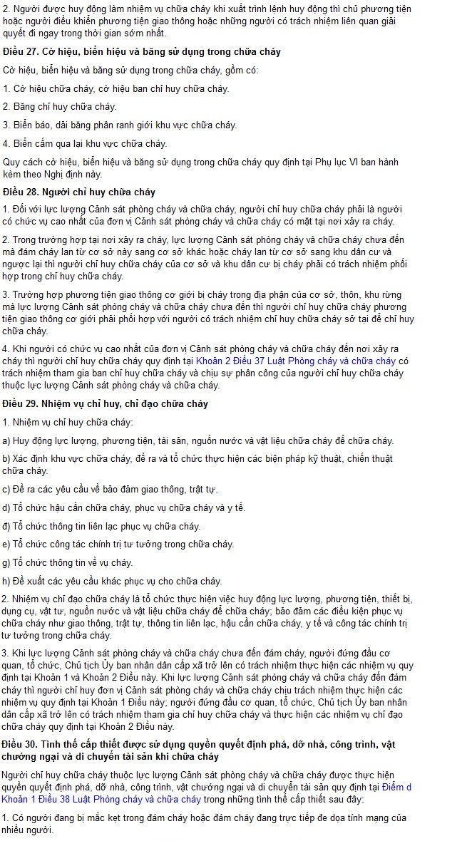 quy định về phòng cháy chữa cháy