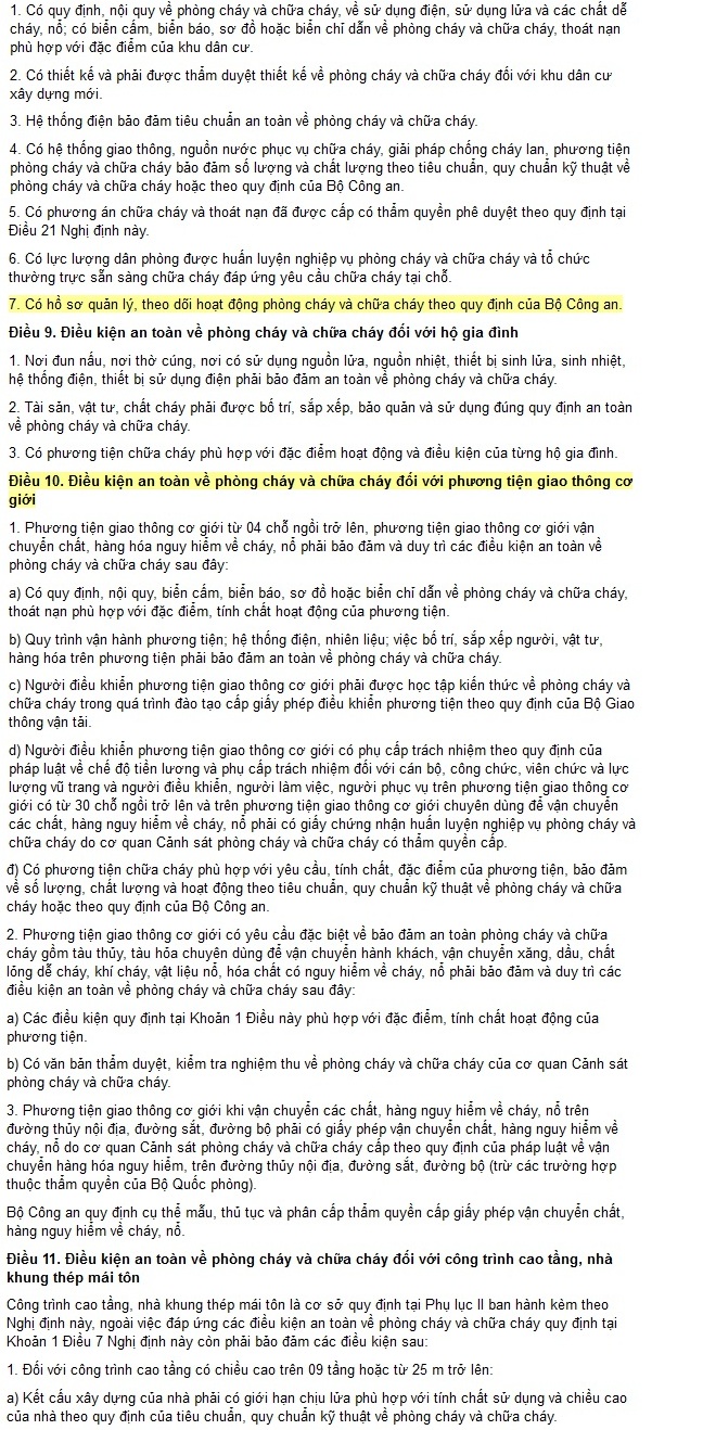 quy định về phòng cháy chữa cháy