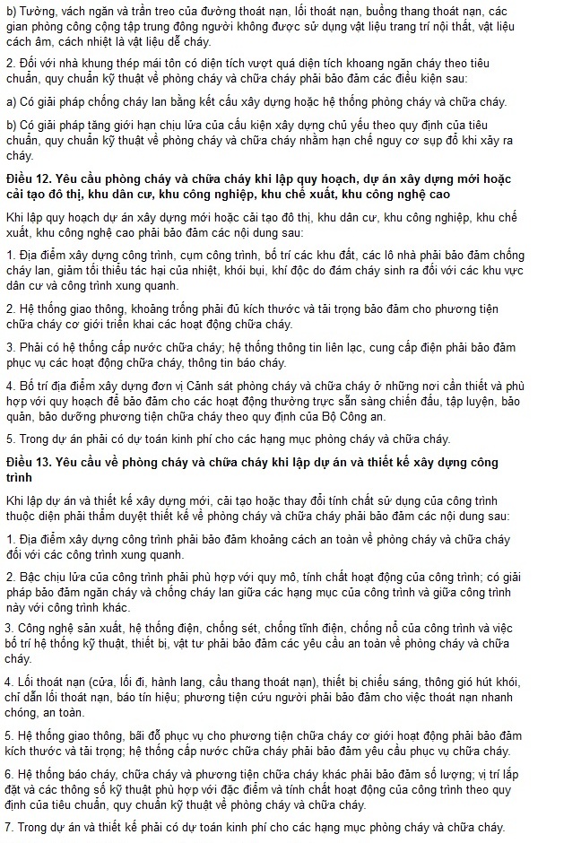 quy định về phòng cháy chữa cháy
