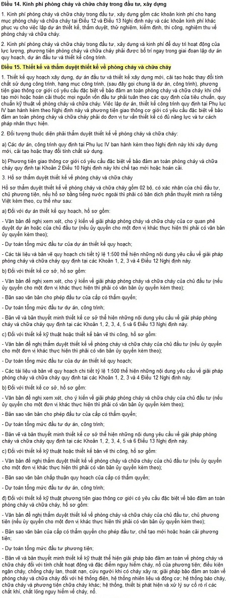 quy định về phòng cháy chữa cháy