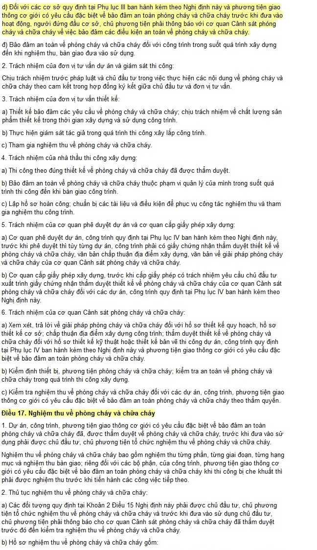 quy định về phòng cháy chữa cháy