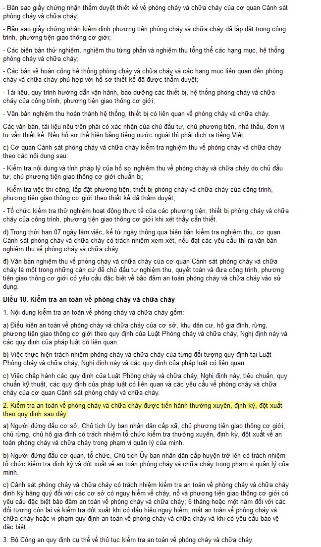 quy định về phòng cháy chữa cháy